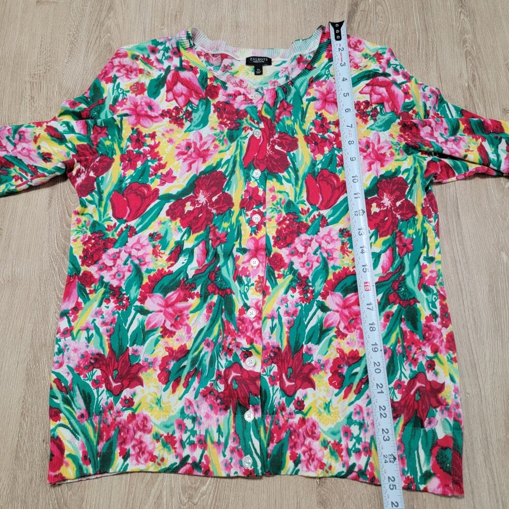 Talbots Floral Cardigan in Red, Green, Yellow, Pink - Picture 8 of 10